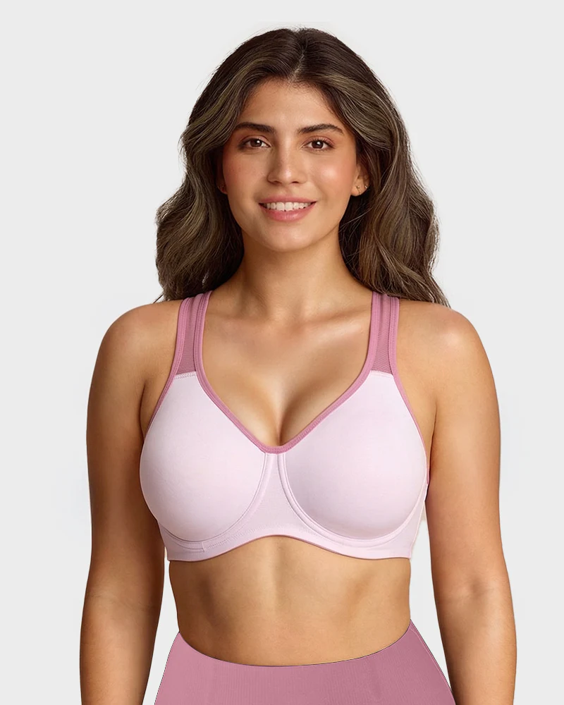 Unlined External Underwire Full Coverage Sports Bra - Image 5
